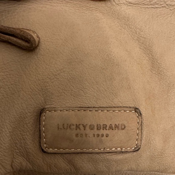 Lucky Brand Taupe/Light Brown Leather Geometric Crossbody professionally cleaned - Picture 5 of 8